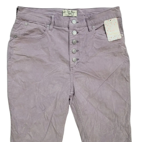 Free People Women's Sun Chaser Corduroy Skinny Ankle Jeans In Frosted Lilac - Picture 5 of 11
